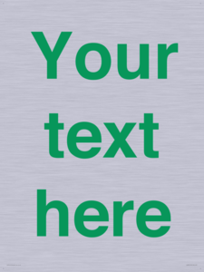 Custom blank information sign. Green text, plain background